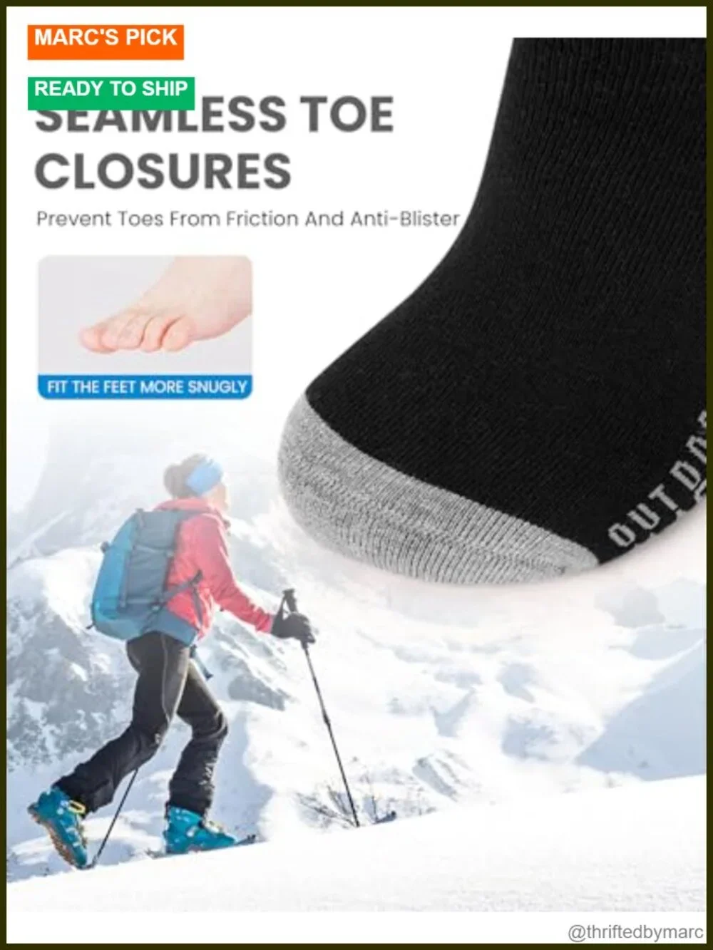 Merino Wool Ski Socks Unisex Thermal Winter Snowboarding Socks